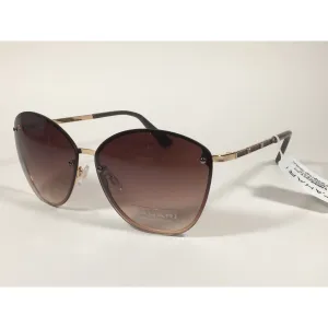 Tahari Rimless Cat Eye Sunglasses Gold Brown With Brown Gradient Lens TH652 GLDBR