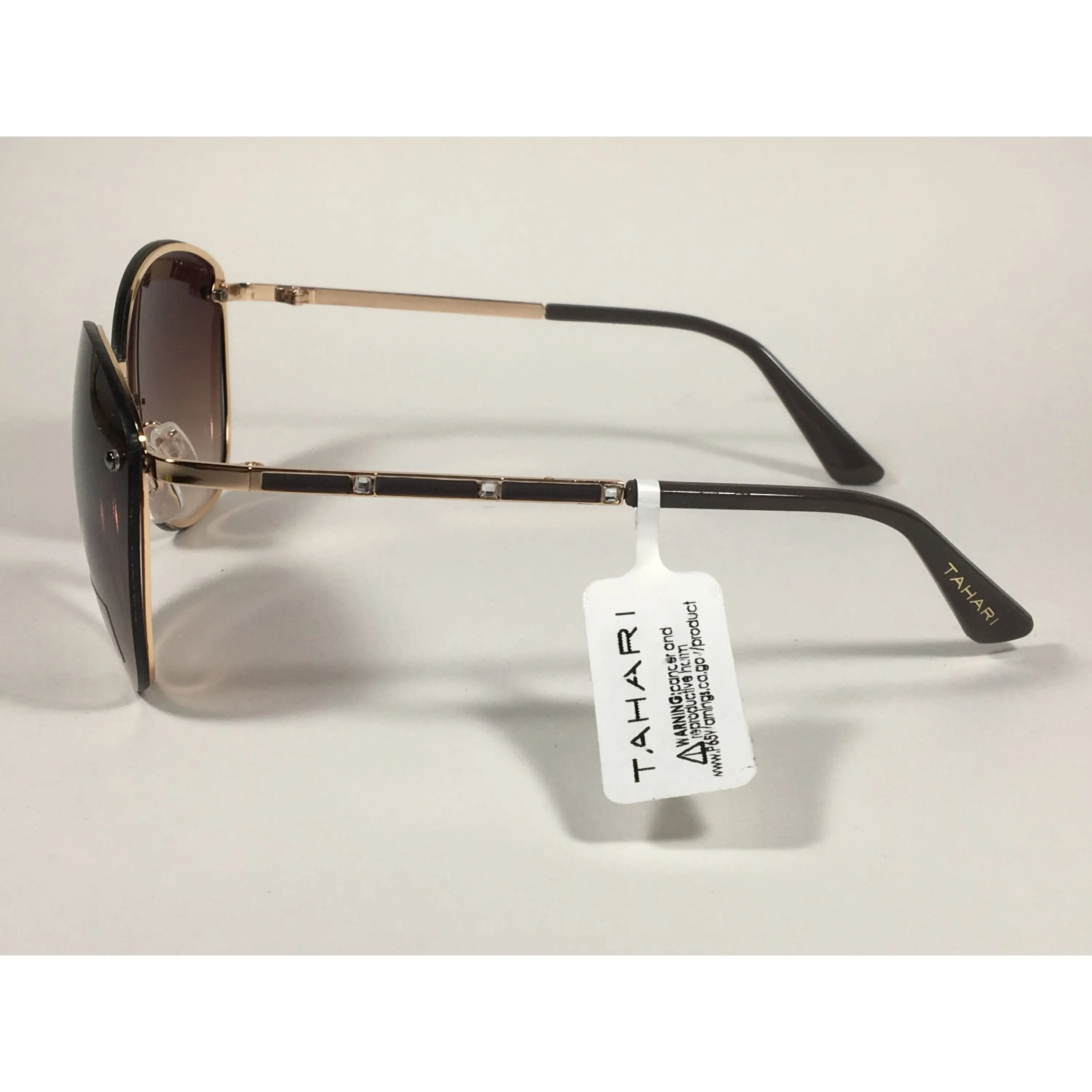 Tahari Rimless Cat Eye Sunglasses Gold Brown With Brown Gradient Lens TH652 GLDBR