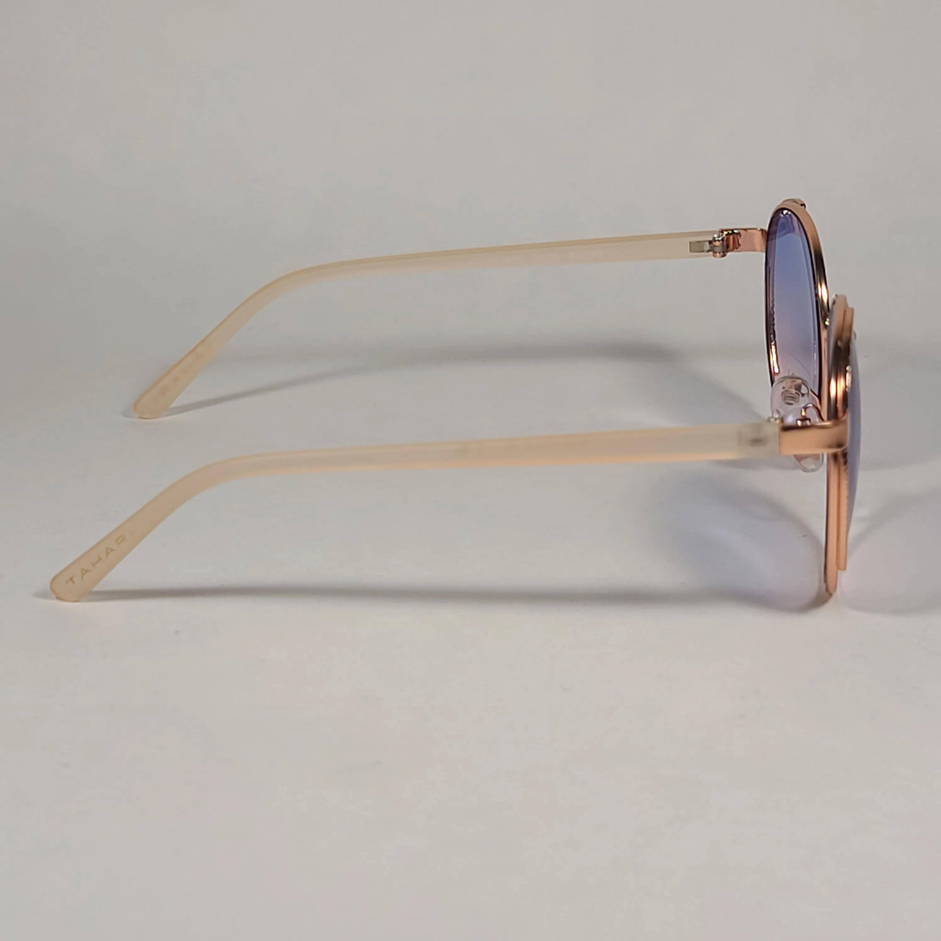 Tahari Round Aviator Sunglasses Rose Gold Nude Blue Pink Gradient Lens TH785 RGDND