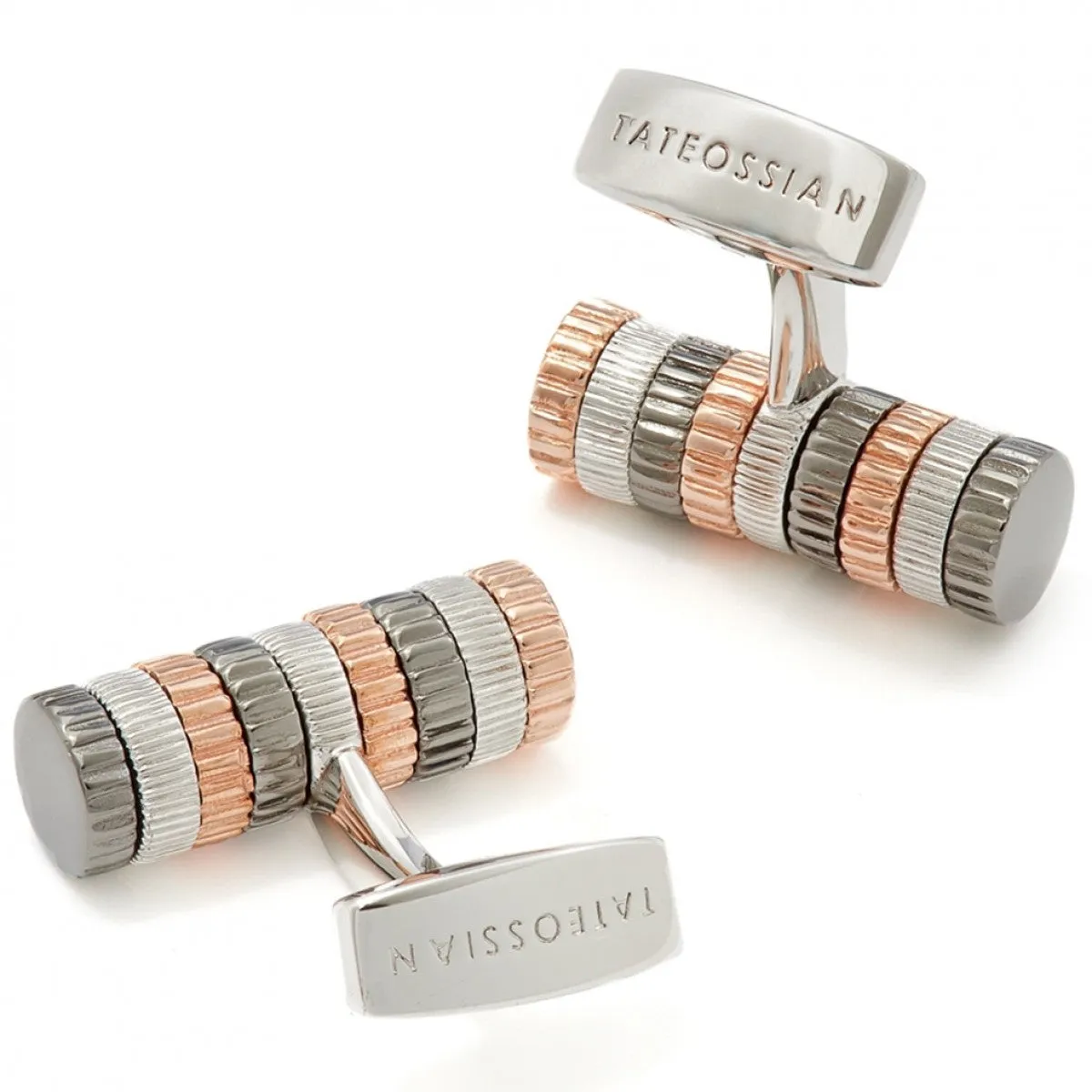 Tateossian Cylindrical Rotation Sterling Silver Cufflinks