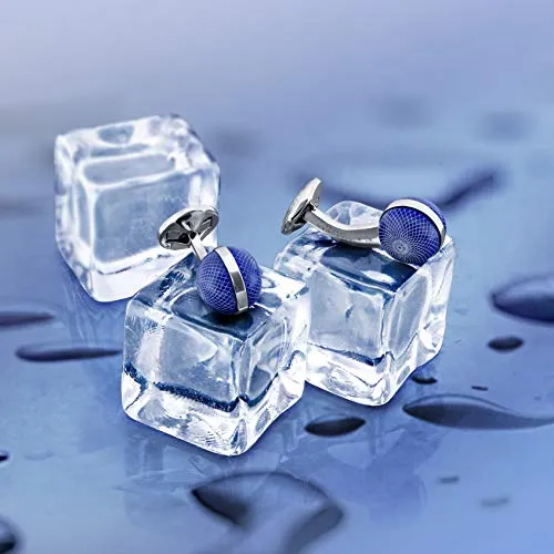 Tateossian Guilloche Sphere Cufflinks in Lapis, Rhodium Finish, Blue