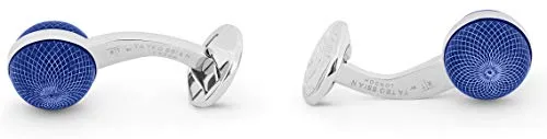 Tateossian Guilloche Sphere Cufflinks in Lapis, Rhodium Finish, Blue