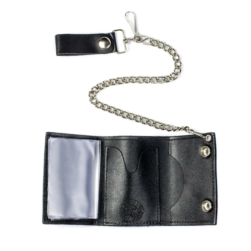 TC304-40n  Tri-Fold Wallet w/ Chain- Large Eagle Head