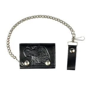 TC304-40n  Tri-Fold Wallet w/ Chain- Large Eagle Head