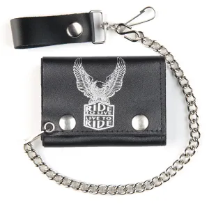 TC304-61  Tri-Fold Wallet w/ Chain- Live to Ride Eagle