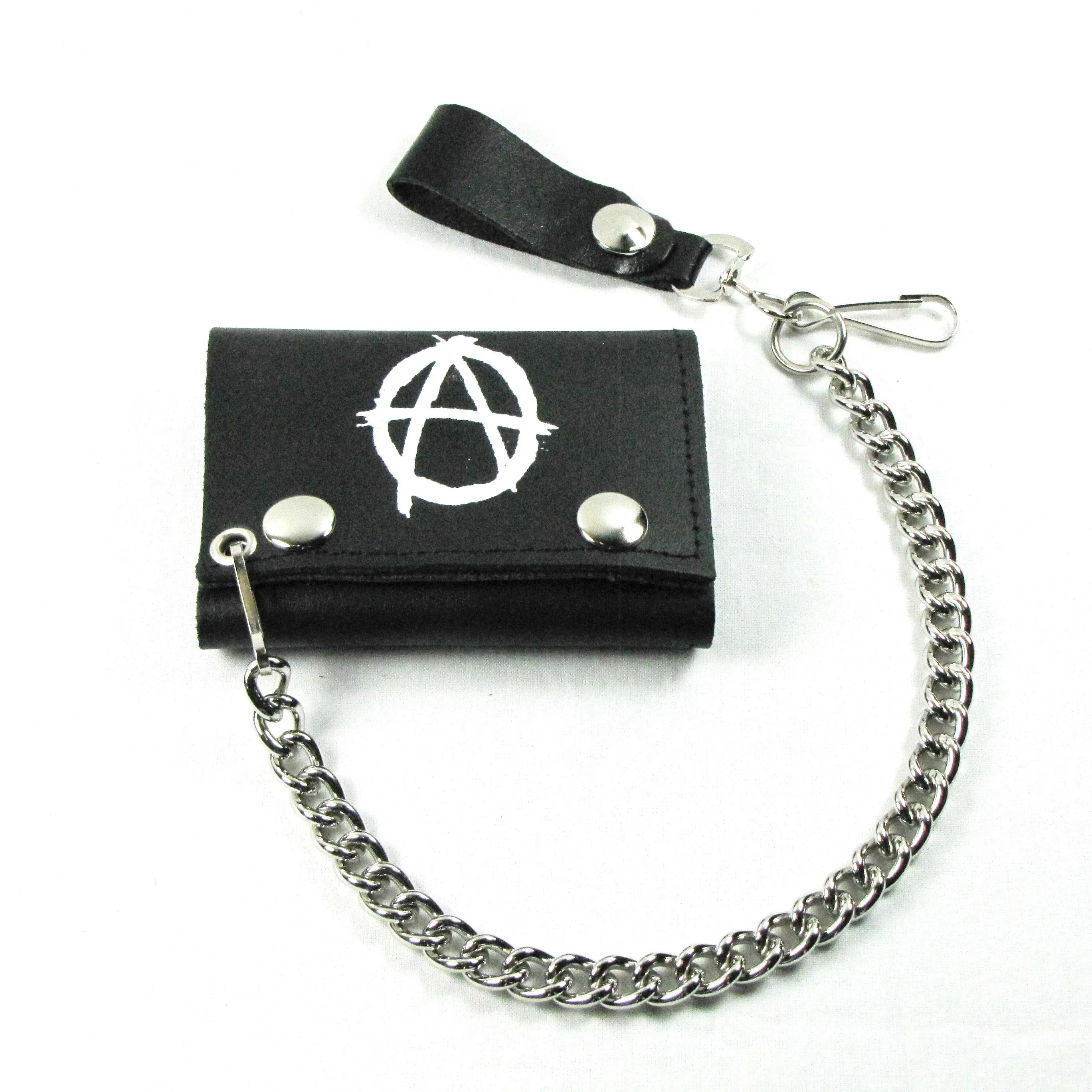 TC304-8W  Tri-Fold Wallet w/ Chain- Anarchy White