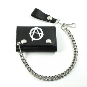 TC304-8W  Tri-Fold Wallet w/ Chain- Anarchy White