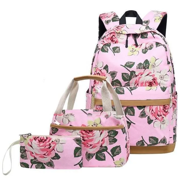 Three(3) Pcs Lightweight School Backpacks for Teen Girls