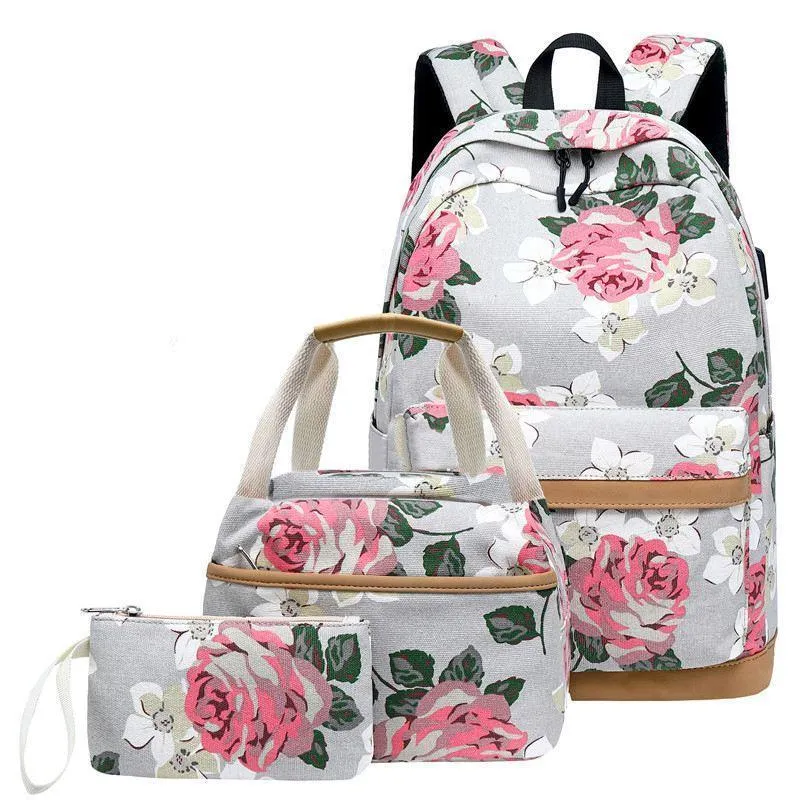 Three(3) Pcs Lightweight School Backpacks for Teen Girls