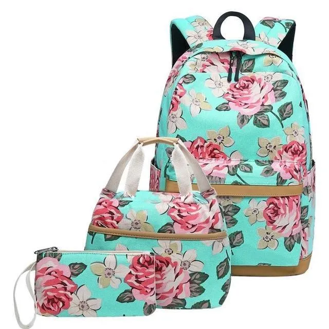 Three(3) Pcs Lightweight School Backpacks for Teen Girls