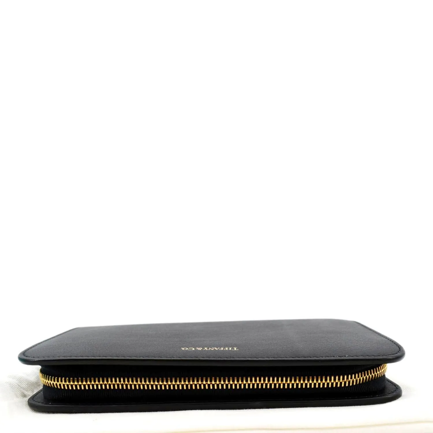 TIFFANY & CO Leather Zip Around Wallet Black