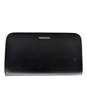 TIFFANY & CO Leather Zip Around Wallet Black