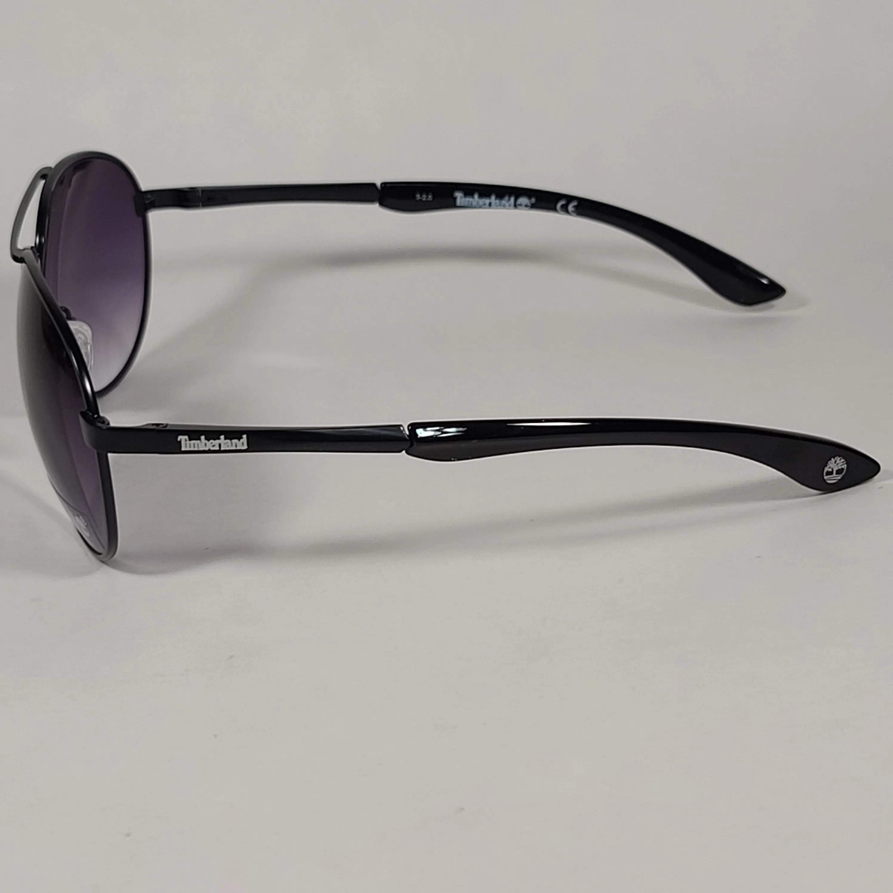 Timberland Aviator Sunglasses Shiny Black Frame Smoke Gradient Lens TB7114 02B