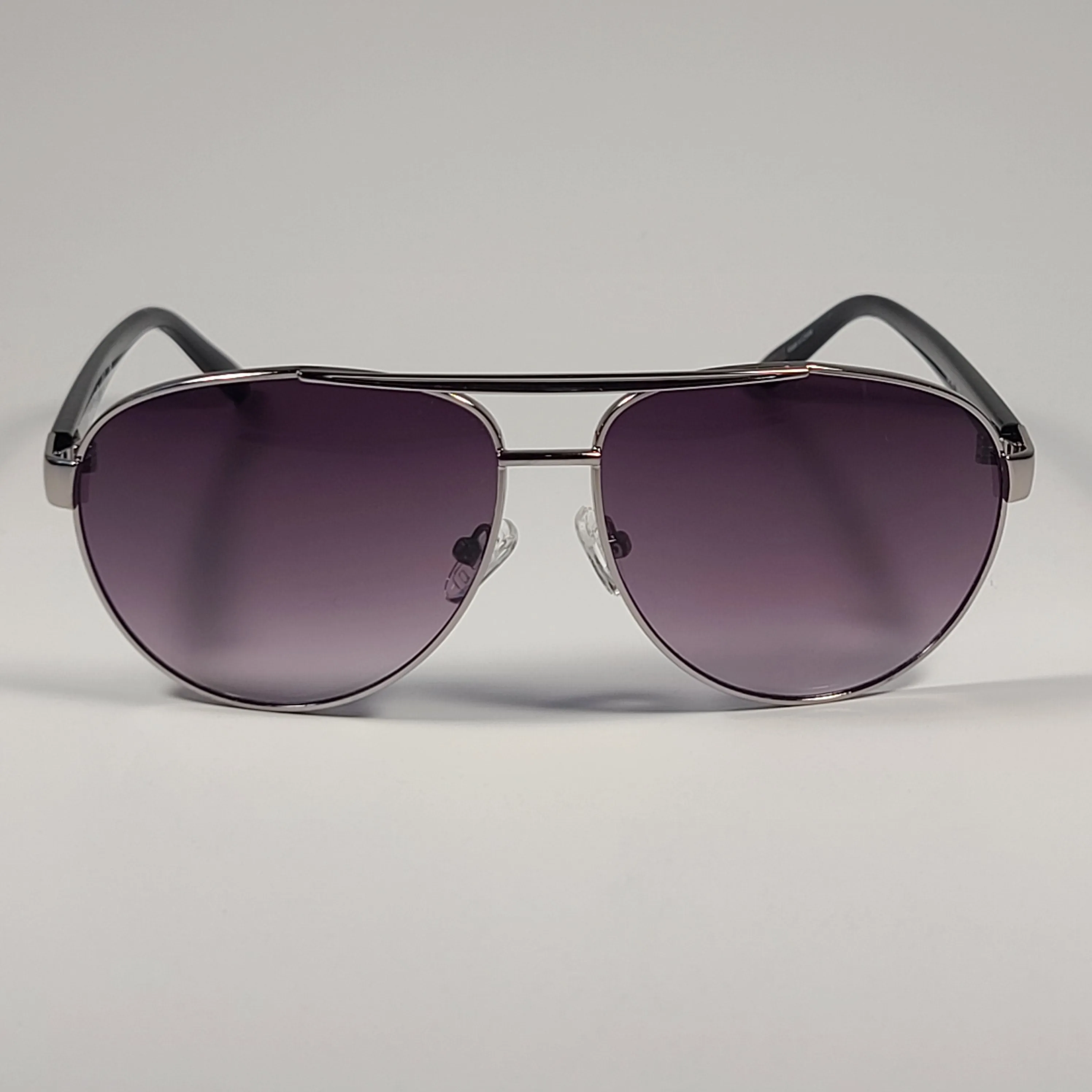 Timberland Aviator Sunglasses Silver Shiny Black Frame Smoke Gradient Lens TB7141 08B