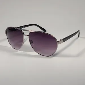 Timberland Aviator Sunglasses Silver Shiny Black Frame Smoke Gradient Lens TB7141 08B