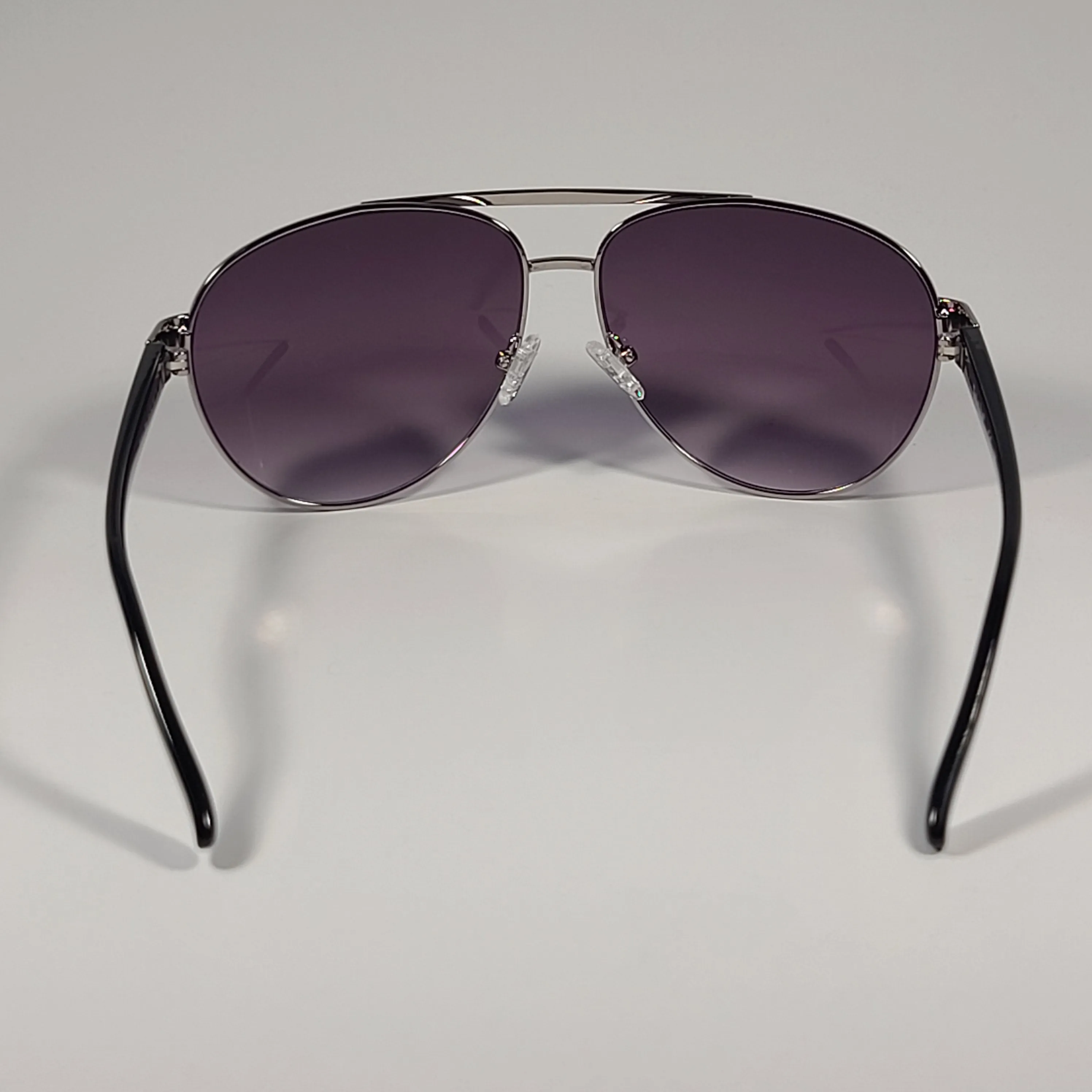 Timberland Aviator Sunglasses Silver Shiny Black Frame Smoke Gradient Lens TB7141 08B