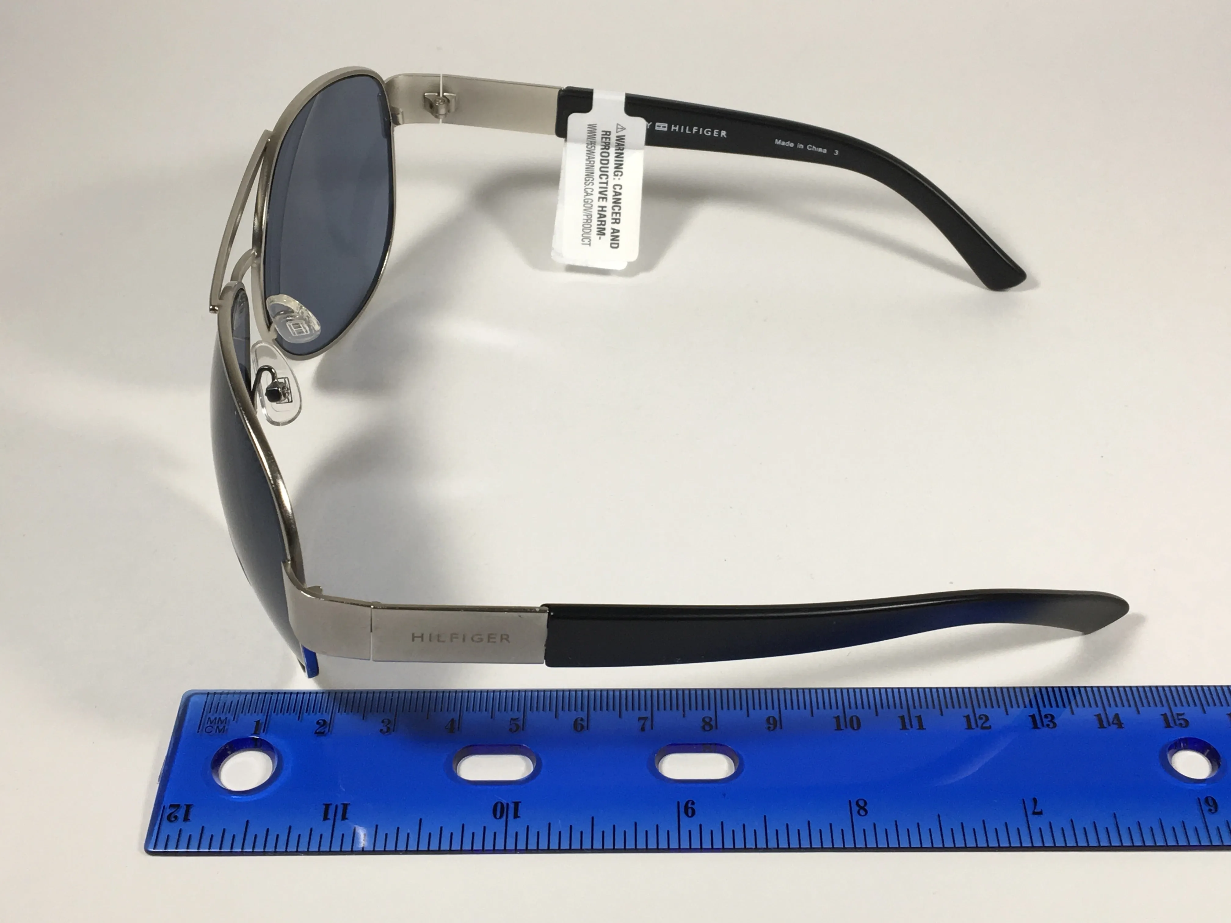 Tommy Hilfiger Nolan Aviator Pilot Sunglasses Black Gray Solid Lenses NOLAN MM OM129