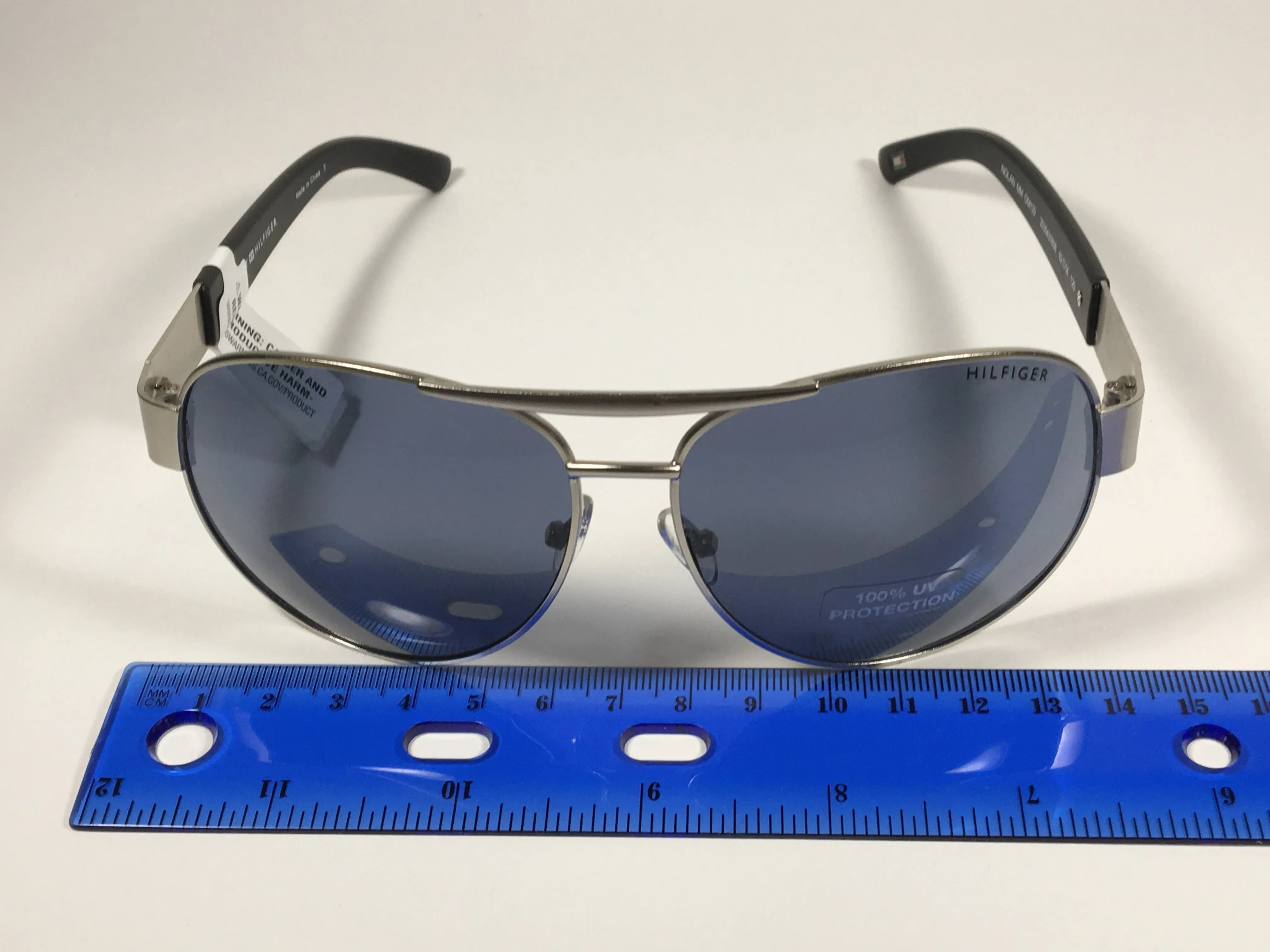 Tommy Hilfiger Nolan Aviator Pilot Sunglasses Black Gray Solid Lenses NOLAN MM OM129