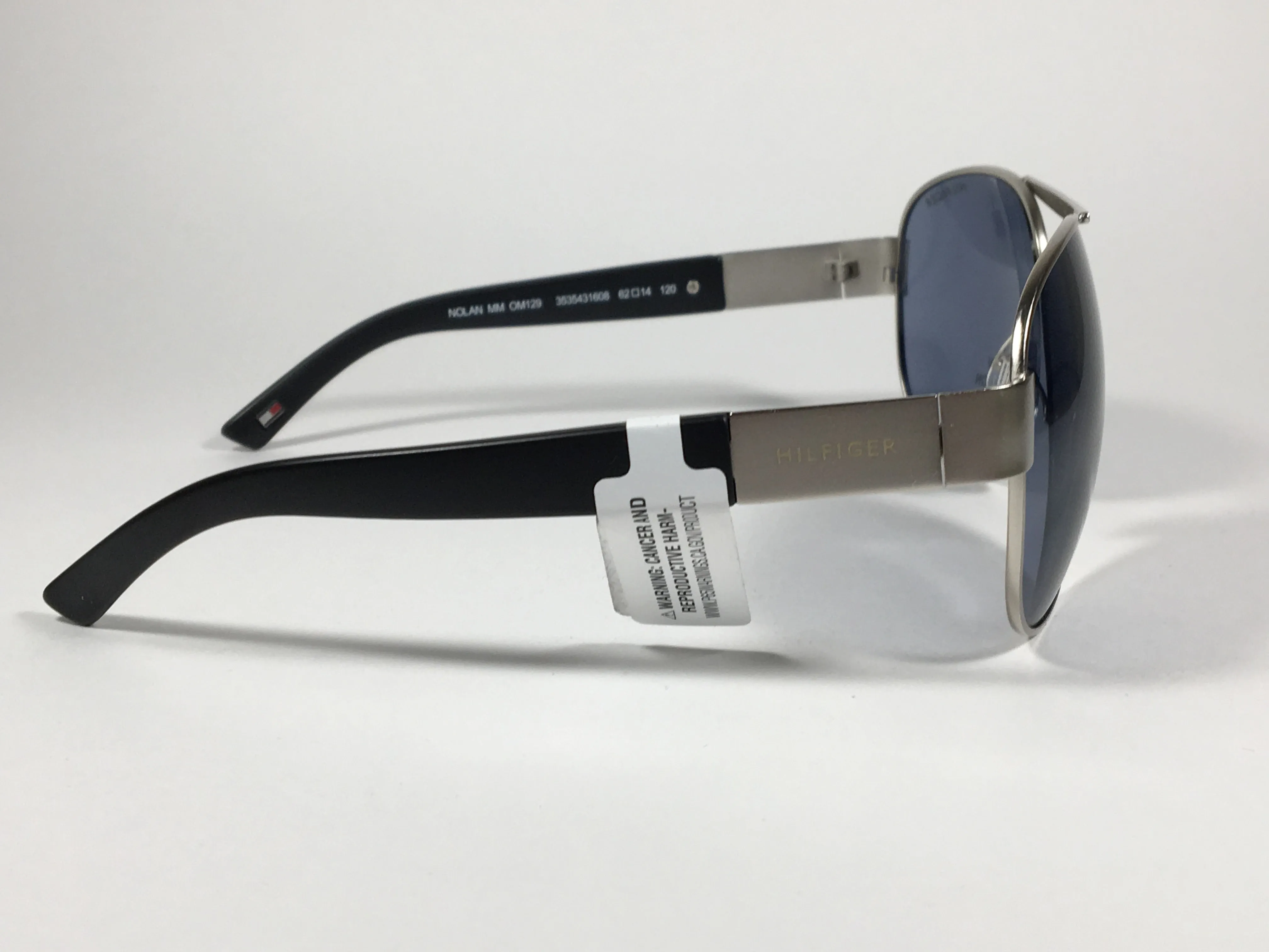 Tommy Hilfiger Nolan Aviator Pilot Sunglasses Black Gray Solid Lenses NOLAN MM OM129