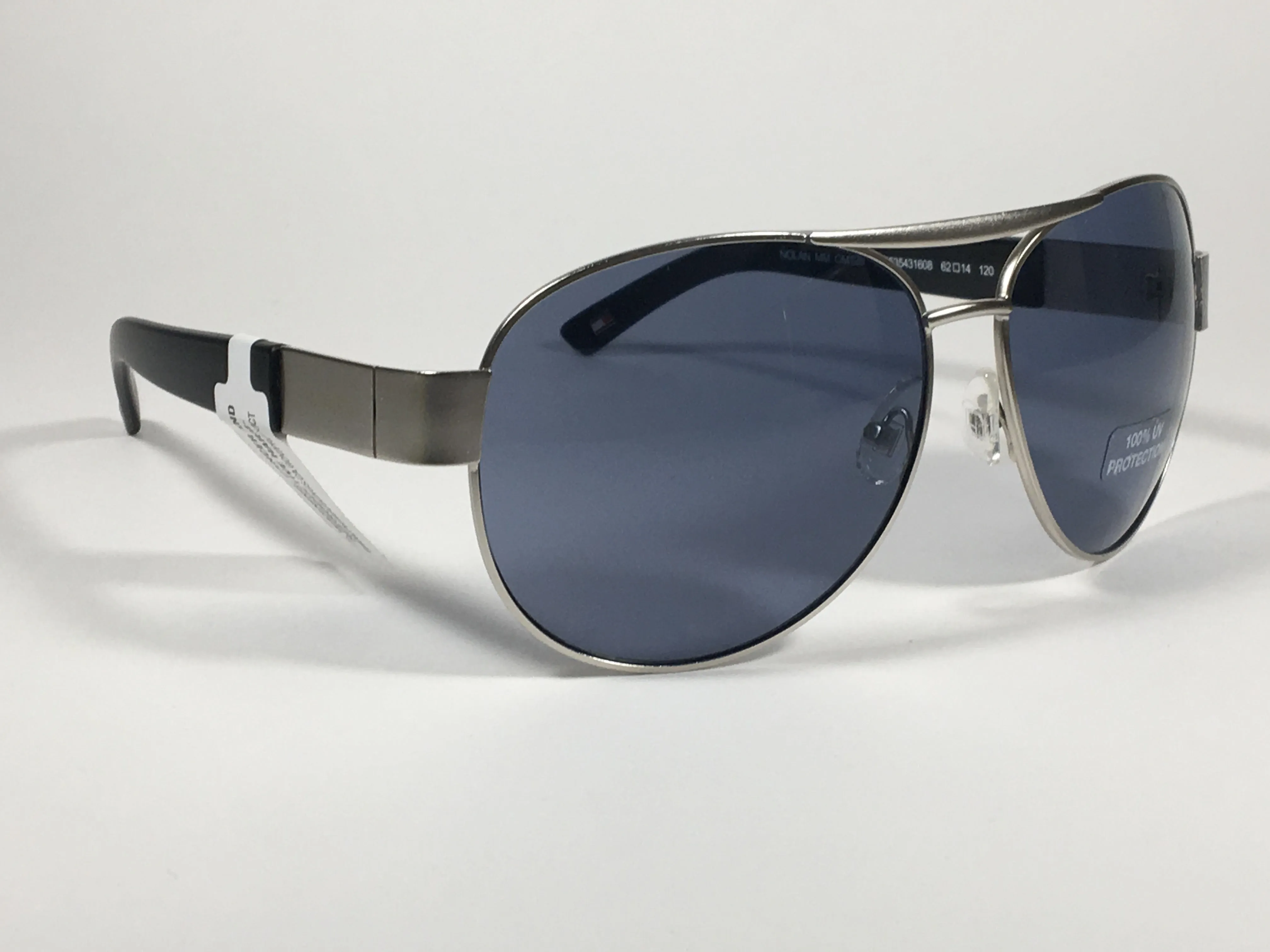 Tommy Hilfiger Nolan Aviator Pilot Sunglasses Black Gray Solid Lenses NOLAN MM OM129