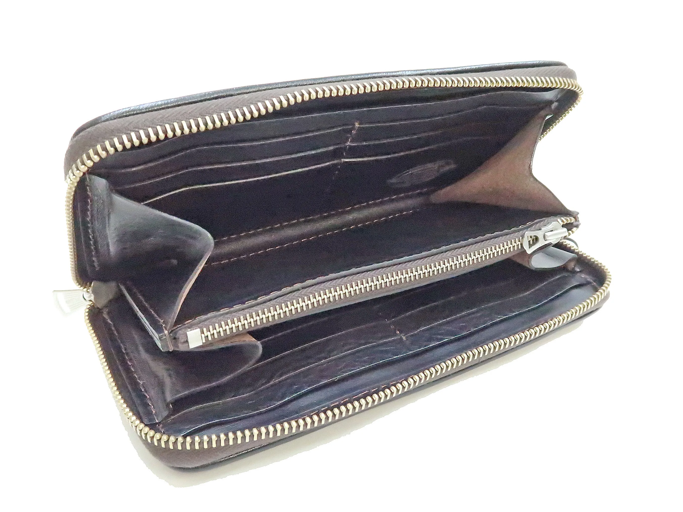 TOYS McCOY Zip-Around Long Leather Wallet Men's Casual Quilted Horsehide Leather Wallet with Three-Sided Zip TMA2506 030 Black