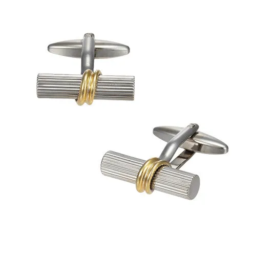 Tube Cufflinks with Wrap Accent