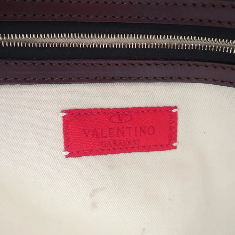 Valentino Bowling Bag Leopard Print Pony Hair & Brown Leather Large Shoulder Bag