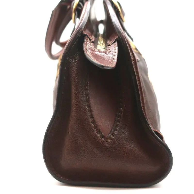 Valentino Bowling Bag Leopard Print Pony Hair & Brown Leather Large Shoulder Bag