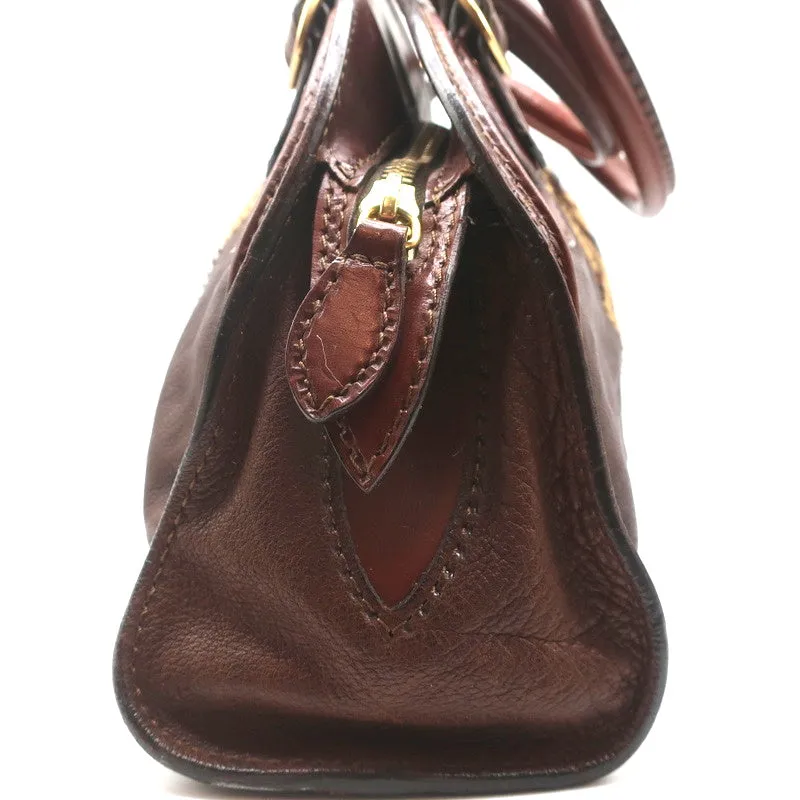 Valentino Bowling Bag Leopard Print Pony Hair & Brown Leather Large Shoulder Bag