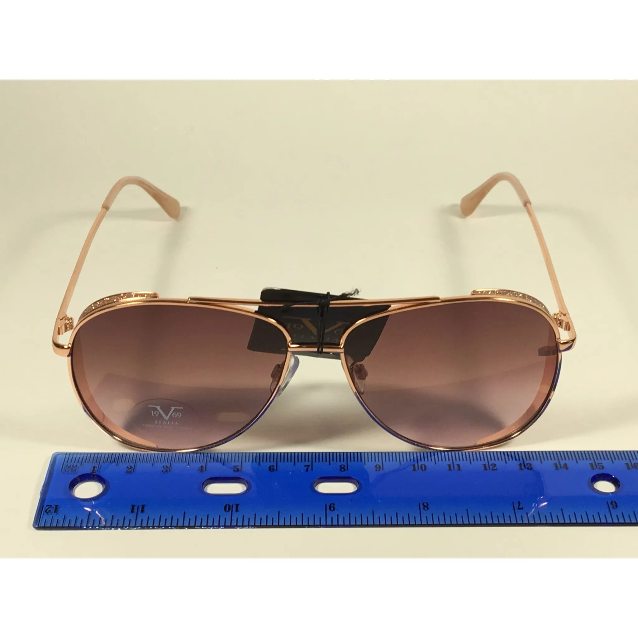 Versace 19V69 Italia Mona Aviator Pilot Sunglasses Rose Gold Metal  Brown Rose Gradient Lens