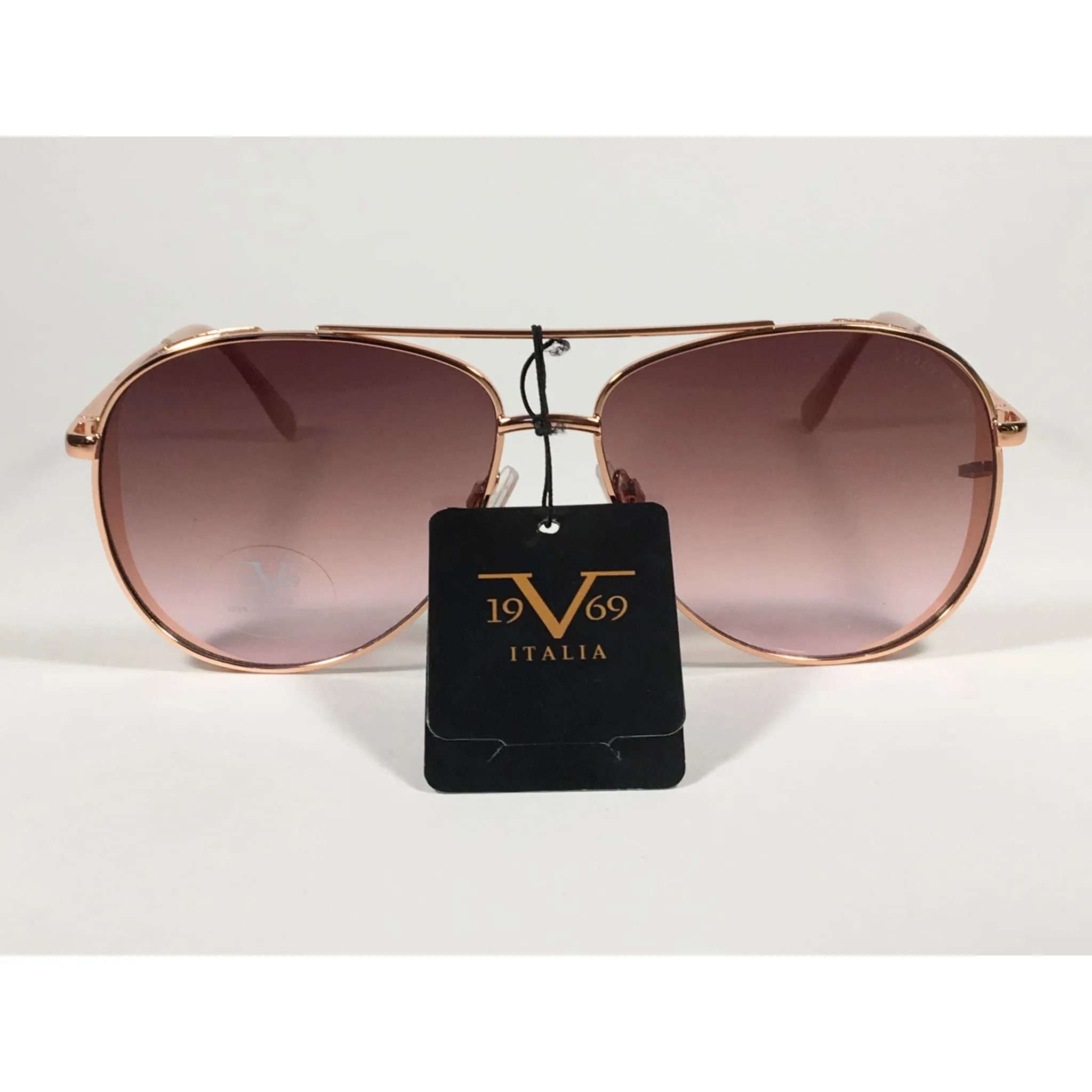 Versace 19V69 Italia Mona Aviator Pilot Sunglasses Rose Gold Metal  Brown Rose Gradient Lens