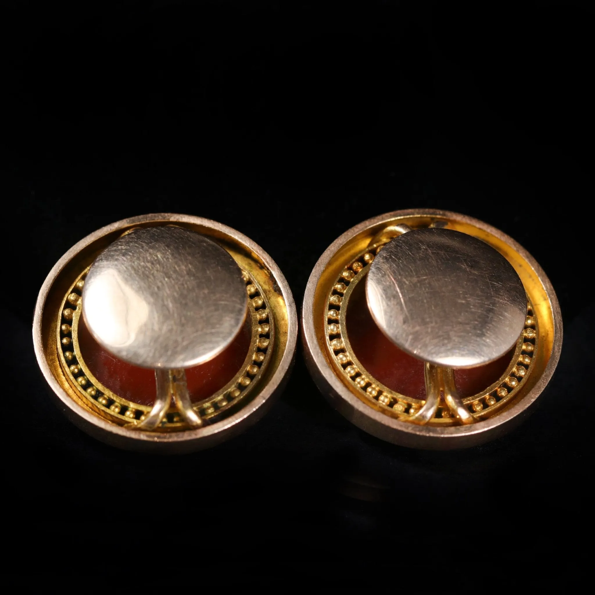 Victorian 14k Yellow Gold Cameo Hardstone Cufflinks