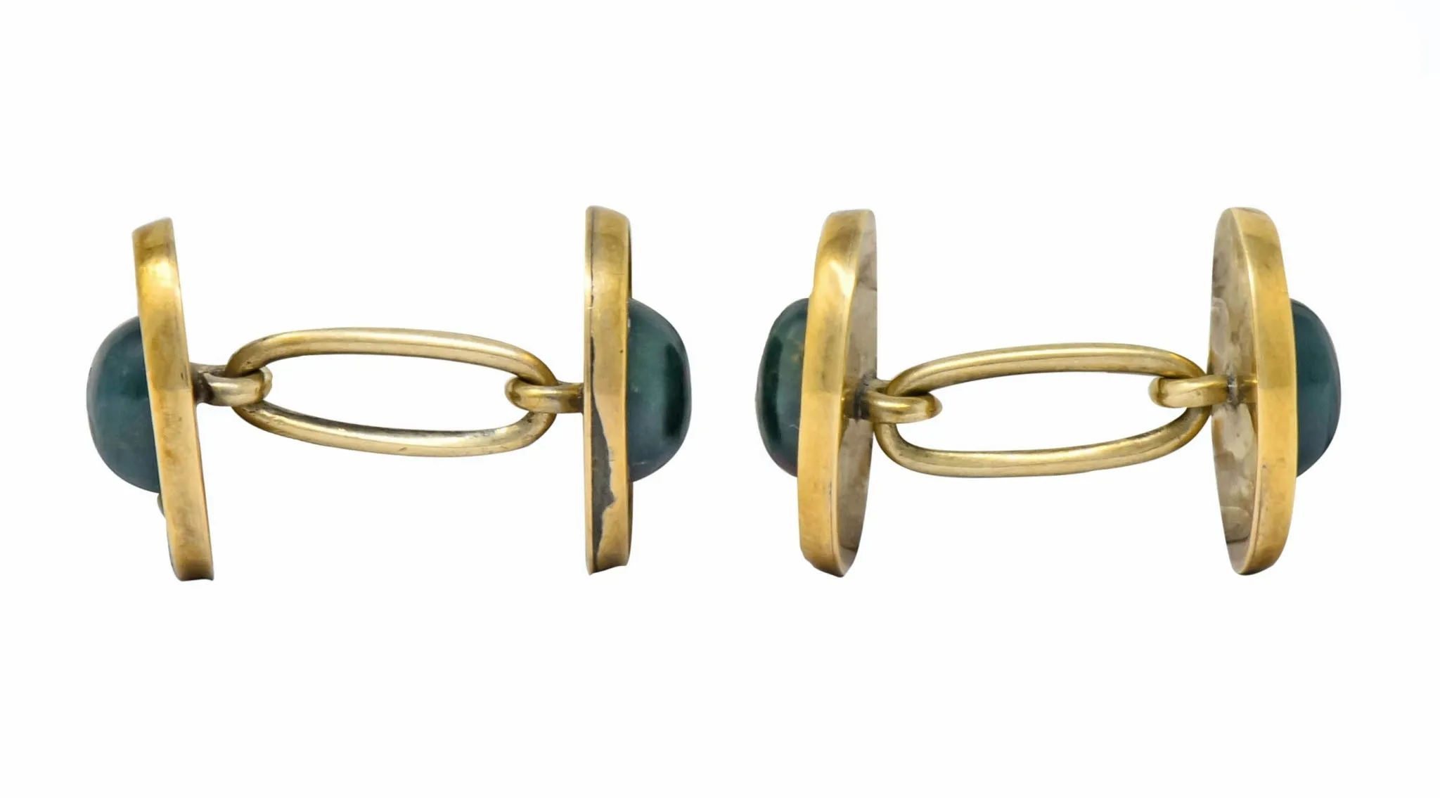 Victorian Bloodstone 14 Karat Gold Clover Men's Cufflinks Circa 1900