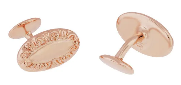 Victorian Scrolls Engravable Cufflinks in Sterling Silver with Rose Gold Vermeil