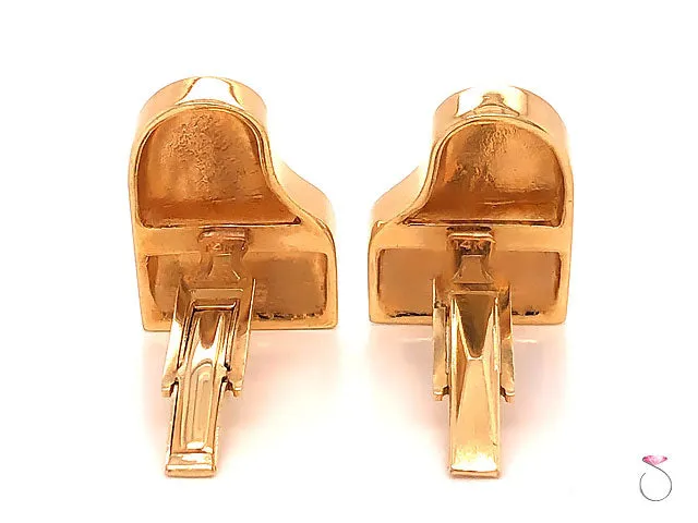 Vintage Black & White Enamel Piano Cufflinks in 14K Yellow Gold
