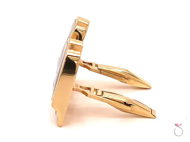 Vintage Black & White Enamel Piano Cufflinks in 14K Yellow Gold