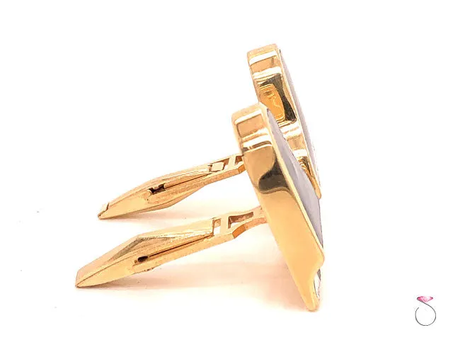 Vintage Black & White Enamel Piano Cufflinks in 14K Yellow Gold