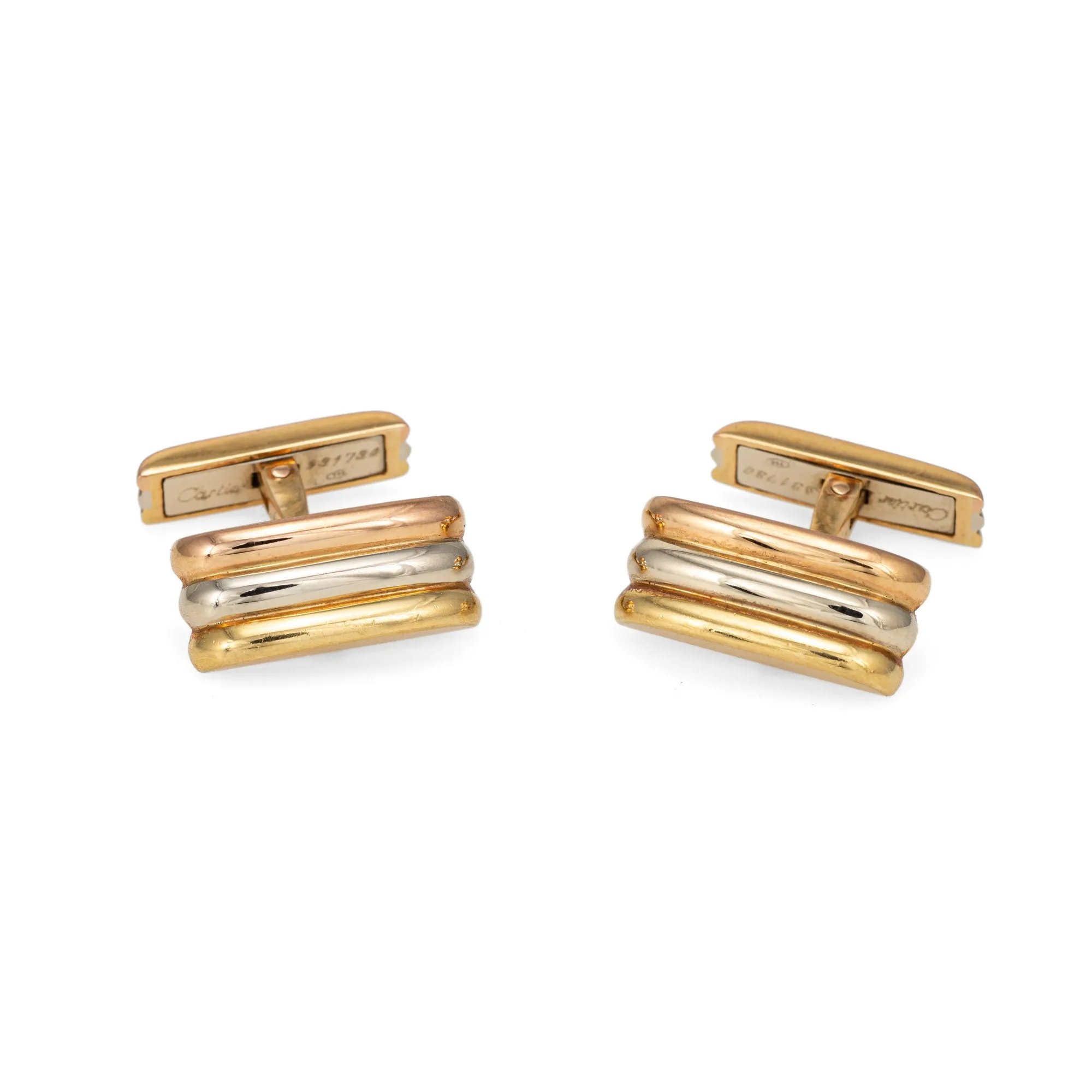 Vintage Cartier Trinity Cufflinks 18k Tri Gold Estate Fine Signed Men's Jewelry
