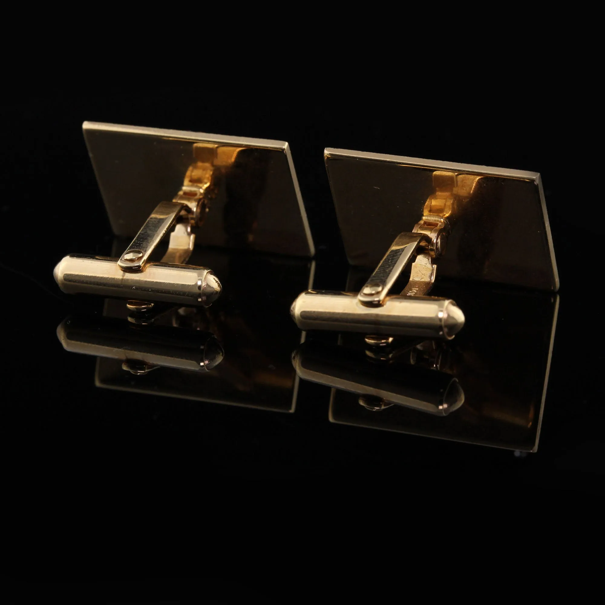 Vintage Estate 14K Yellow Gold, Enamel & Sapphire 'L' Initial Cufflinks