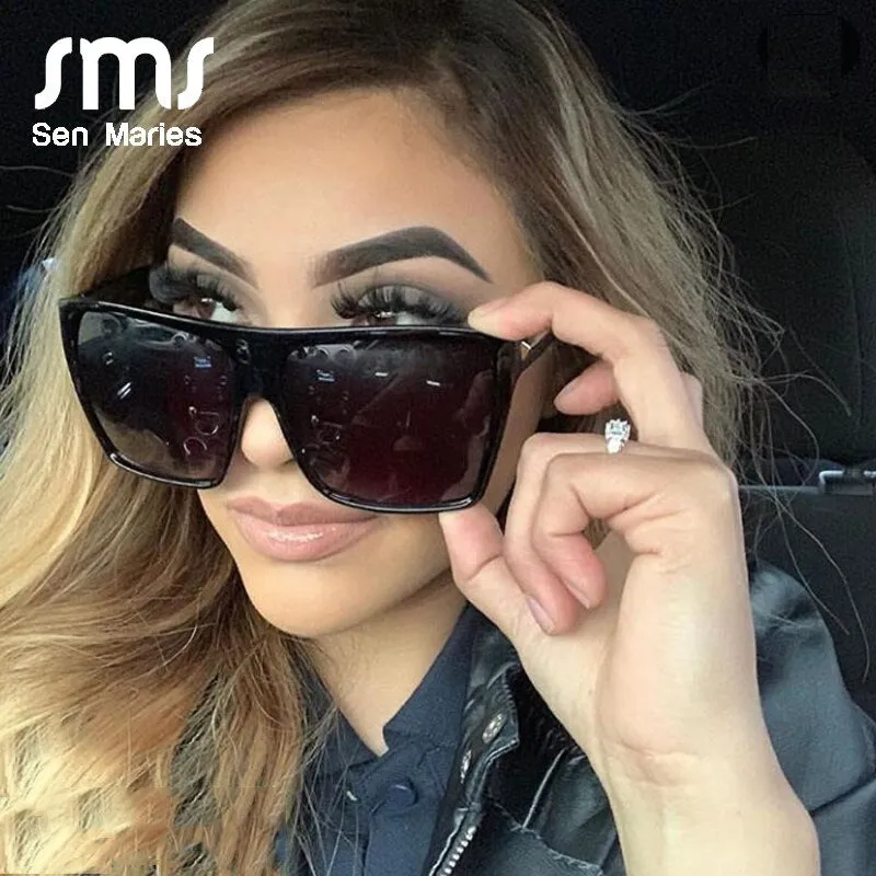 Vintage Square Sunglasses Lady Flat Top Mirror Cat Eye Sun Glasses Female Shades UV400
