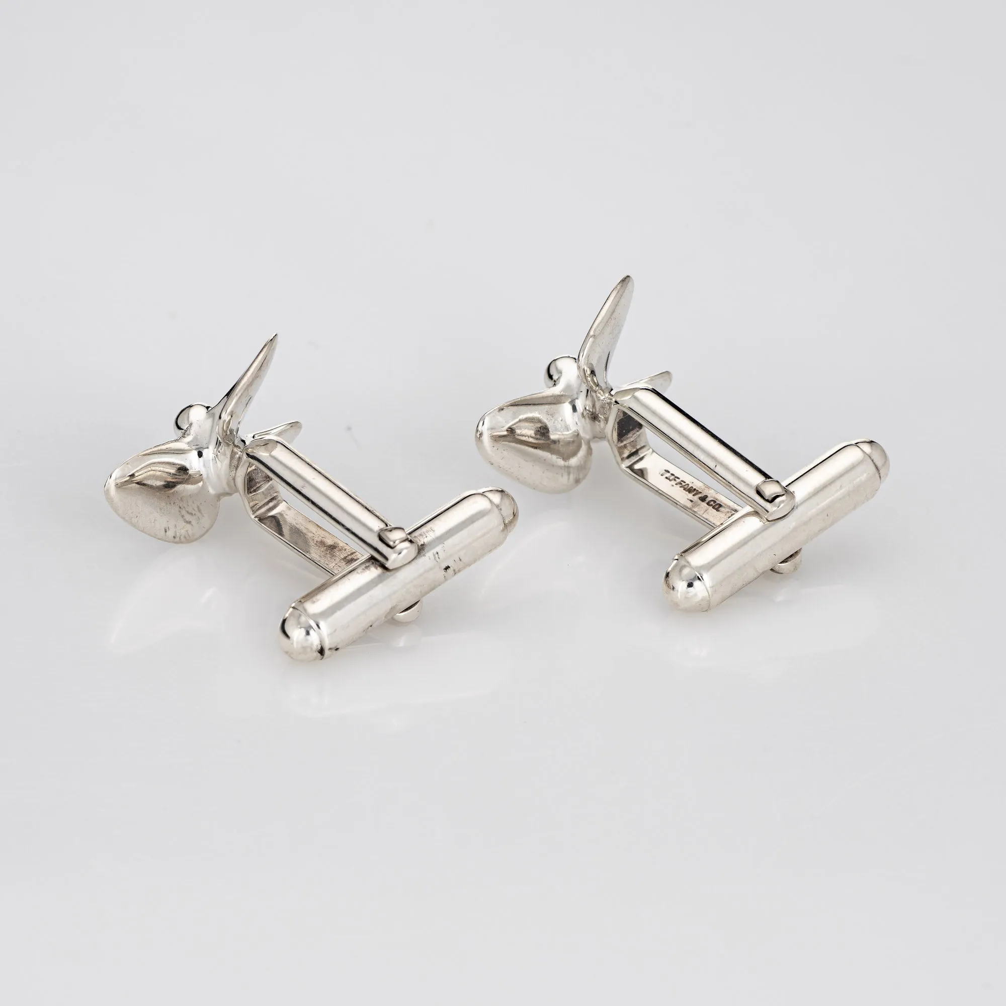 Vintage Tiffany & Co Boat Propeller Cufflinks Sterling Silver Signed Jewelry