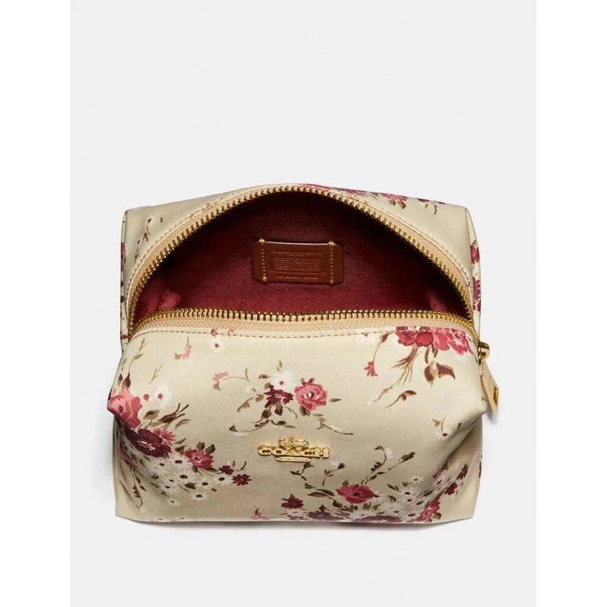 White Beechwood Floral Print Small Nylon Cosmetic Case