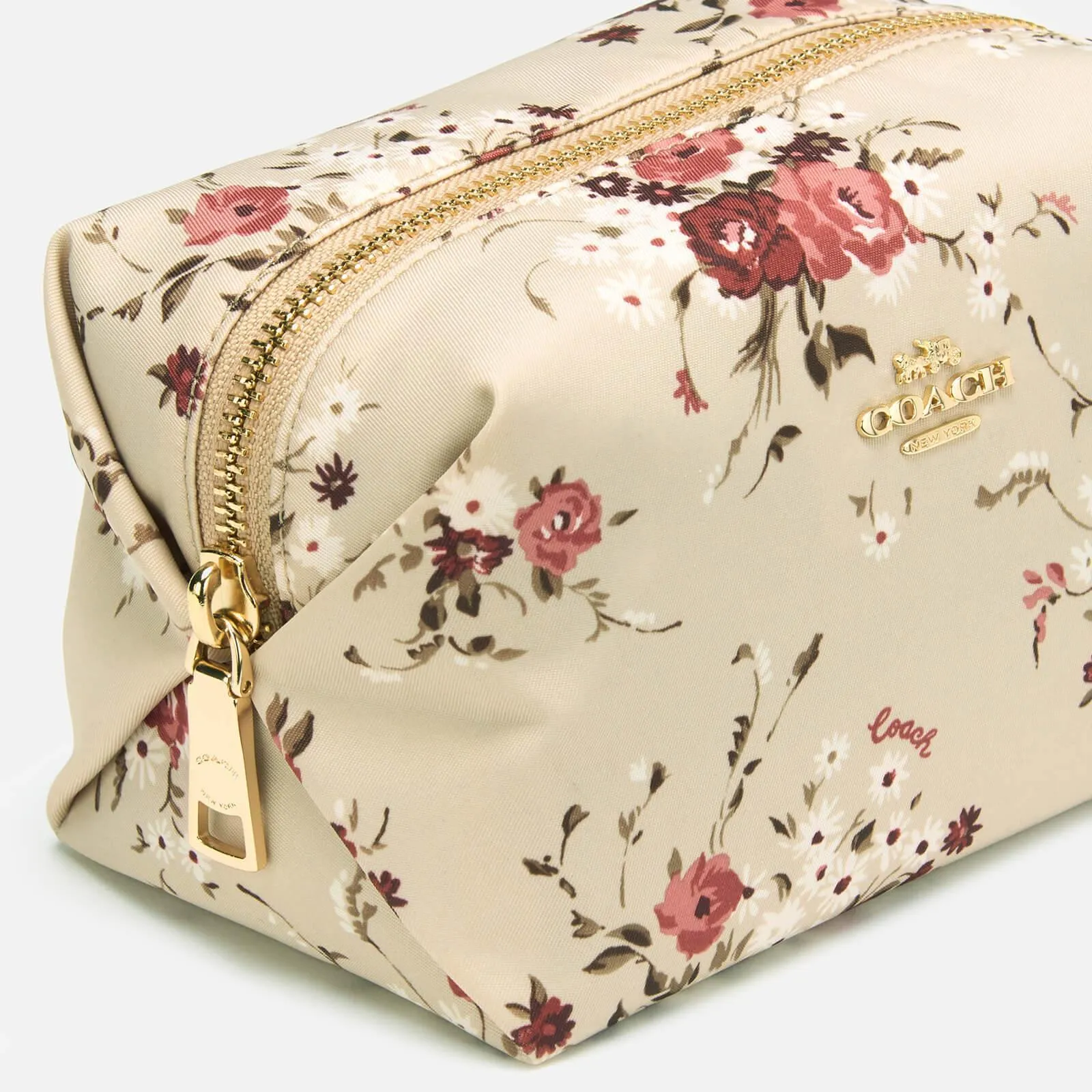 White Beechwood Floral Print Small Nylon Cosmetic Case