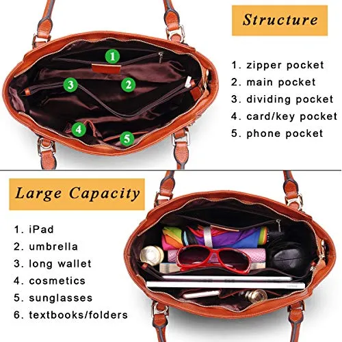 Women Vintage Genuine Leather Handbags DAIZU Shoulder Bag Large Capacity(brown)