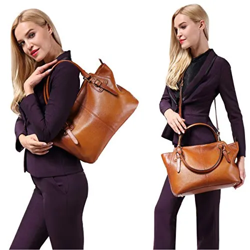 Women Vintage Genuine Leather Handbags DAIZU Shoulder Bag Large Capacity(brown)