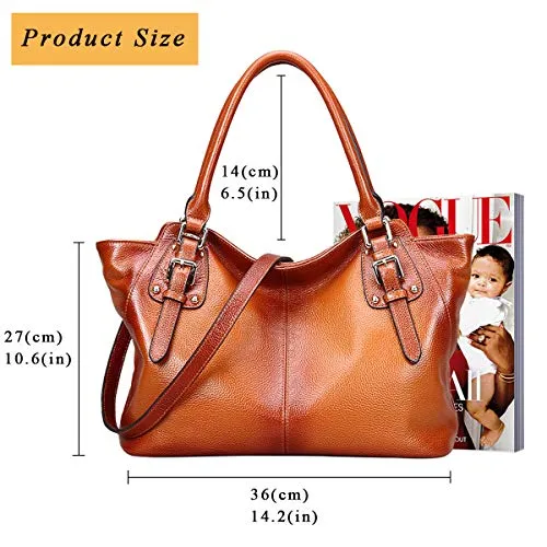 Women Vintage Genuine Leather Handbags DAIZU Shoulder Bag Large Capacity(brown)