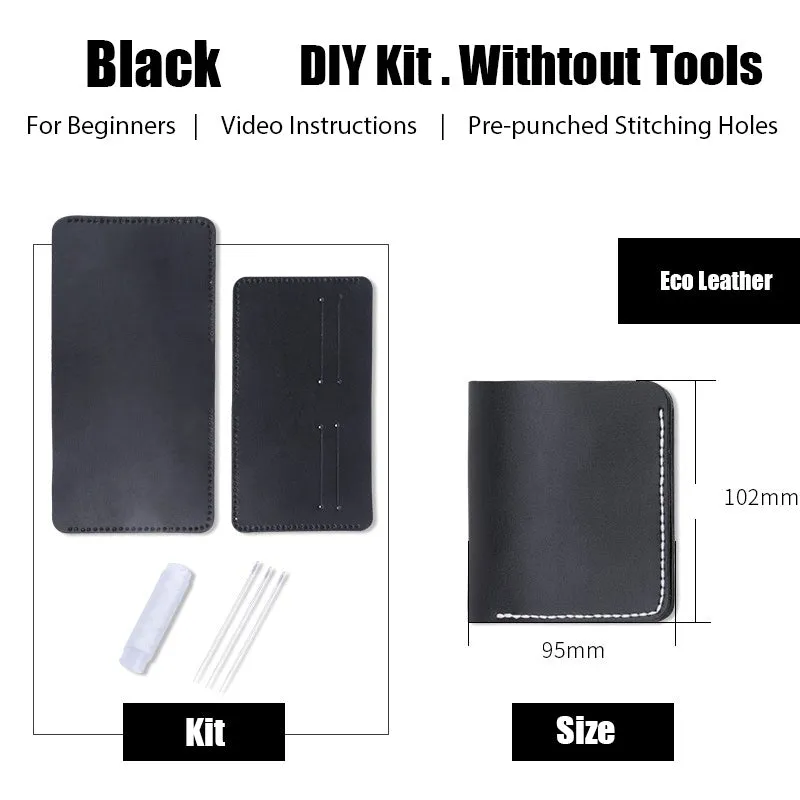 Womens Leather Small Wallet Kit DIY Khaki Leather Slim Wallets Kit DIY Eco Leather Project DIY Leather Kit