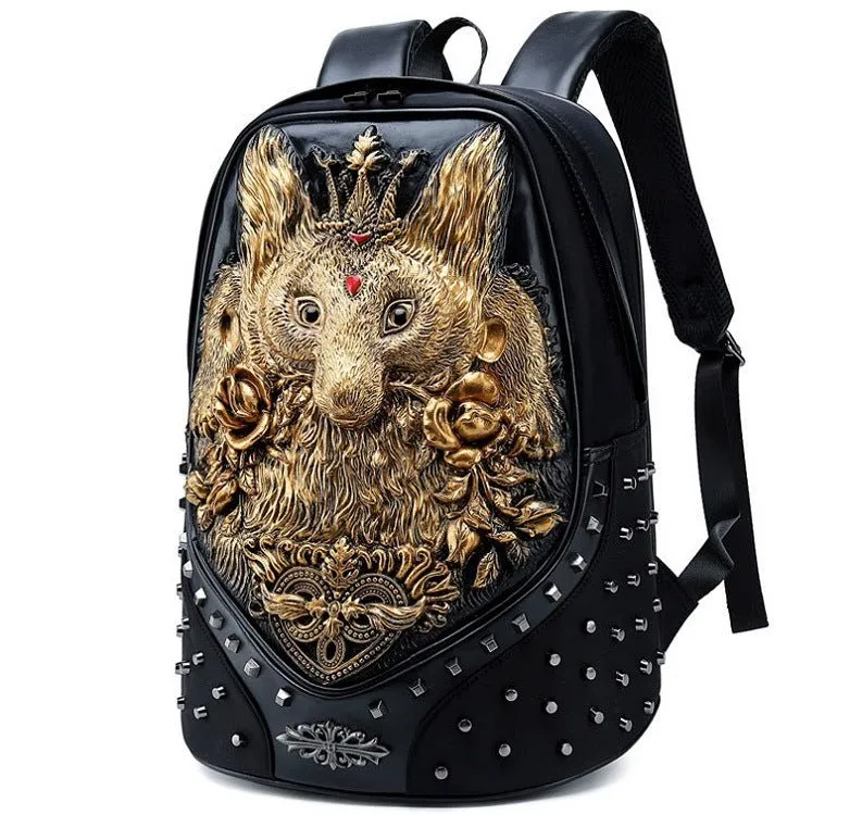 Woowooh 3D Embossed Punk Style Waterproof Animal Backpack