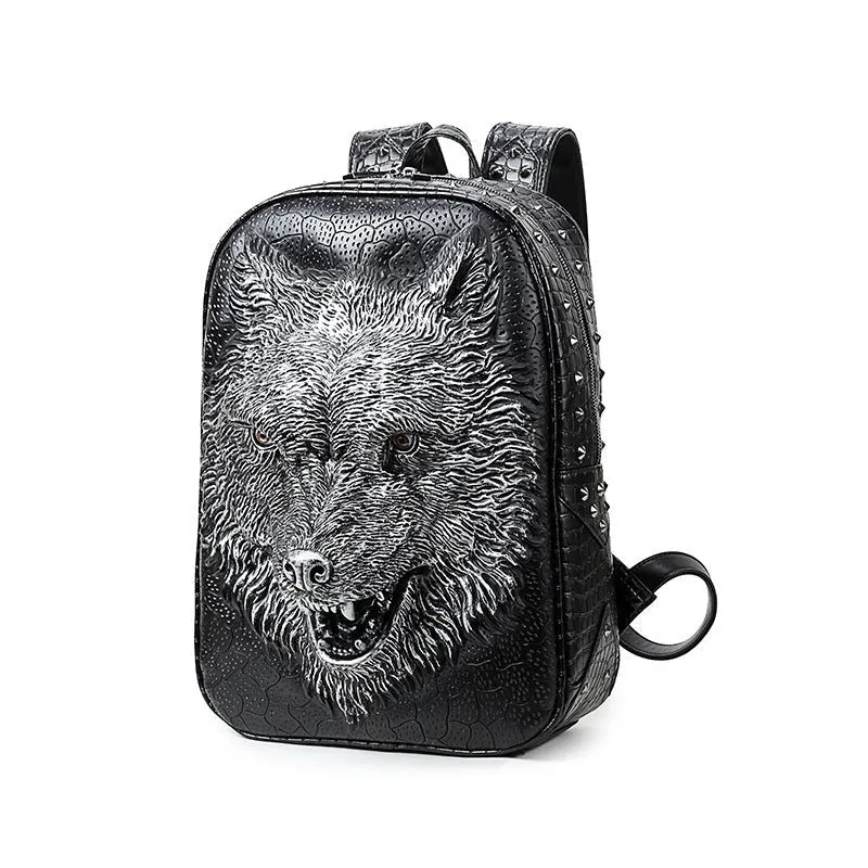 Woowooh 3D Embossed Wolf Punk Backpack