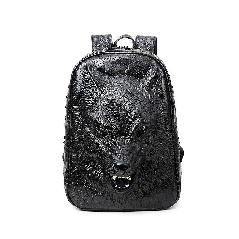 Woowooh 3D Embossed Wolf Punk Backpack